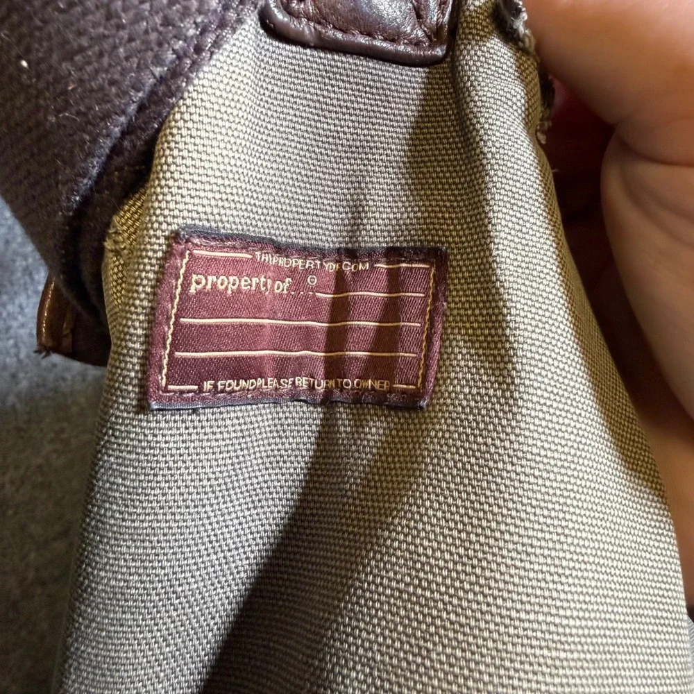 Property Of... Canvas Messenger Bag Unisex Olive Green Vintage Lightweight